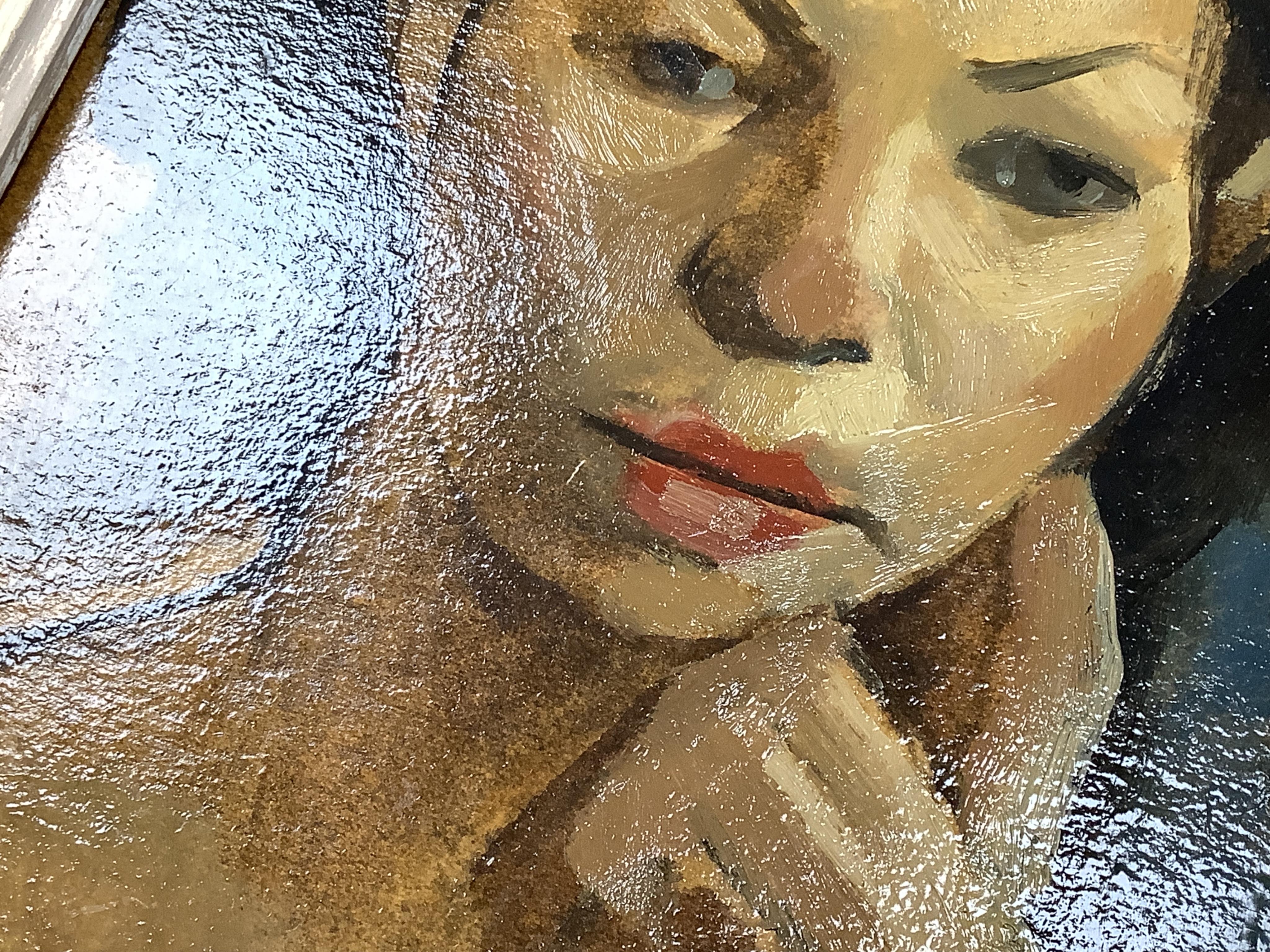 Charles McCall (Scottish, 1907-1989), Head of Maxine, signed and indistinctly dated, details and Christies, St. James, London, September 1995 label verso, oil on board, 27 x 19.5cm, gilt frame